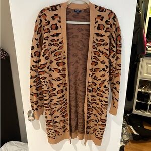 Splendid Leopard Print Cardigan Sweater